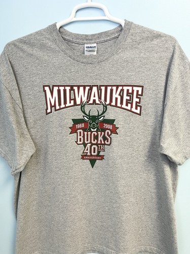 Vintage Y2K 2008 NBA Milwaukee Bucks 40th Anniversary Promo Tee T Shirt XL Gray - Picture 7 of 17