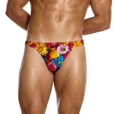 Modus Vivendi Gänseblümchen Schwimmen Tanga Herren Strand String gefüttert vorne niedrige Leibhöhe geblümt