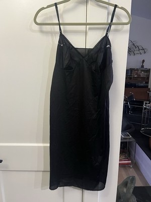 Vintage Hollywood Vassarette Size A 34 Black Full Slip Nylon USA Whimsygoth Glam