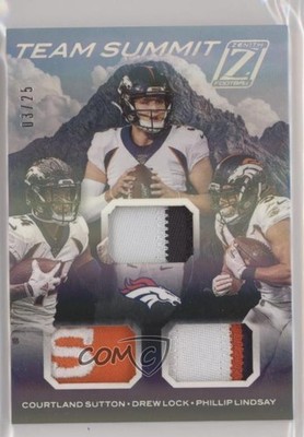 2020 Zenith Team Summit Relics Silver 3/25 Phillip Lindsay Courtland Sutton 0c3