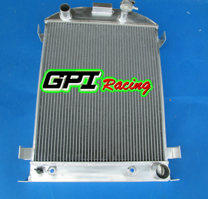 Aluminium Radiator Shell Assembly 3 ROW 1932 FORD HI-BOY Grill Shells CHEVY ENGINE Aluminum Radiator New ...