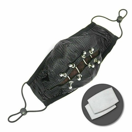 Men's Punk Metal Rivet Decoration Mask Breathable Mesh Adjustable Filter Masks - Picture 12 of 13
