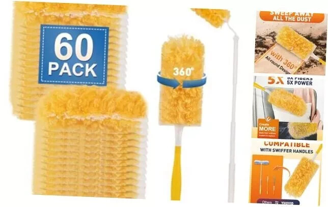 Heavy Duty Duster Refills for Swiffer Duster, Unscented Disposable Dusters 60
