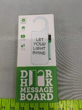 Green LED Light Up Door Hanger Whiteboard w Marker Bedroom Message Board