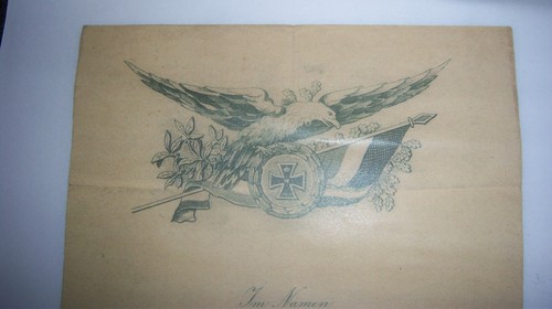 GERMAN - Decorative Iron Cross II, Award Cert. With Commendation. Rare. (Copy). - Foto 2 di 4