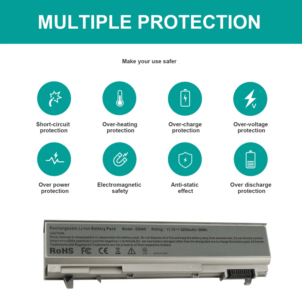 Batería de 6/9 celdas para laptop Dell Latitude E6400 E6410 E6500 E6510 PT434 W1193  Foto 3 de 4