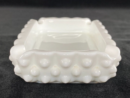 Vintage Fenton weiß Nagel Milchglas rechteckig Aschenbecher Schale - Bild 3 von 12