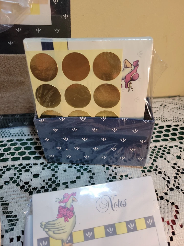 Vintage Memo Board Notes Paper Country Duck Goose Navy White Organizer Set - Image 4 of 4