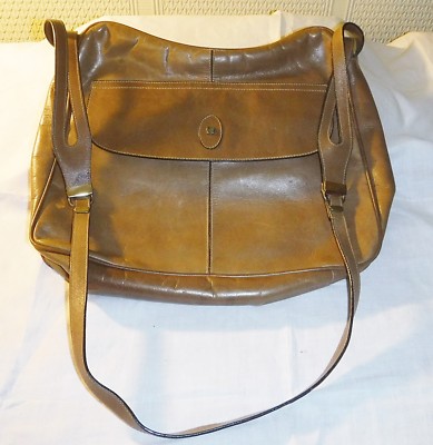 VINTAGE HOCHWERTIGE & PATINA LEDER SCHULTERTASCHE VON ETIENNE AIGNER IN CARAMEL