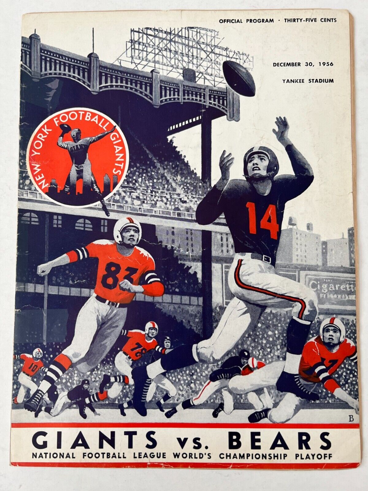1956 (12/30) NFL Championship Program NY Giants vs Chicago Bears