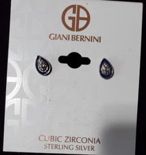 Giani Bernini Cubic Zirconia & Enamel Teardrop Stud Earrings in Sterling Silver