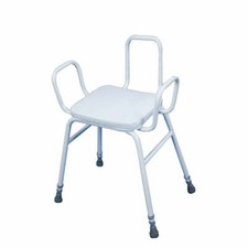 Image of Perching Stool with Arms and Backrest - 760 915mm Height Padded Easy Clean Seat