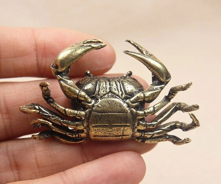 Brass Crab Animal Statue Small Sculpture Tabletop Figurine Home Decor Gifts - Image 4 of 4