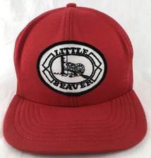 Little Beaver Patch SnapBack Trucker Mesh Hat Cap Crown USA Red Vintage