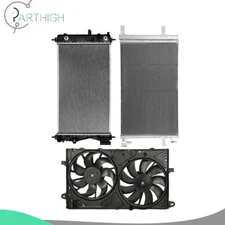 Dual Cooling Fan and Radiator Condenser Kit For 2013 2014 2015 Chevrolet Malibu