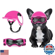 BillionChains Dog Helmet with Dog Goggles for Small Dogs - Pet Motorcycle Hel