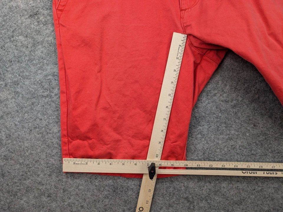 Pantalones Cortos Modernos de Diversión para Hombres 34 Bolsillos Coral Rojo Algodón Frente Plano Chino Preppy Foto 4 de 4