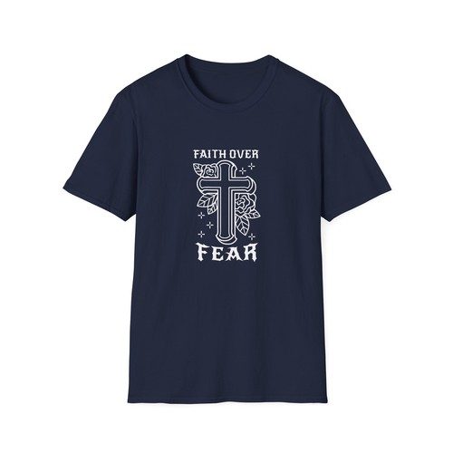 Faith Over Fear T-Shirt With Cross And Floral Design Christian Graphic Design - Picture 6 of 6