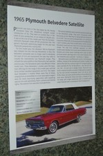 1965 Plymouth Belvedere Satellite Info Spec Sheet Photo Feature Print 65 5 1965 Plymouth Belvedere Satellite Info Spec Sheet Photo Feature Print 65 5