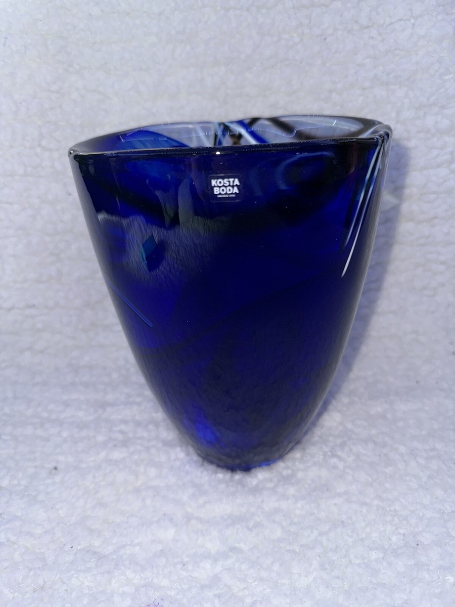 Vaso Kosta Boda Contrasto Blu - Designer Anna Ehrner - Altezza 200 Mm - Vetro Svedese - 3