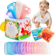 Baby Tissue Box Toy Montessori Toys for Infant 6,9,12,18 Months Sensory Tissue B