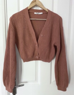 NA-KD Damen Kurz Strickjacke Altrosa Gr. XXS Neu Mit Etikett
