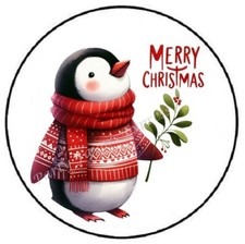 MERRY CHRISTMAS PENGUIN ENVELOPE SEALS LABELS STICKERS PARTY FAVORS