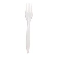 Bittner 100 St&uuml;ck Premium Mehrweg-Besteck- Plastikgabel 17cm, wei&szlig;