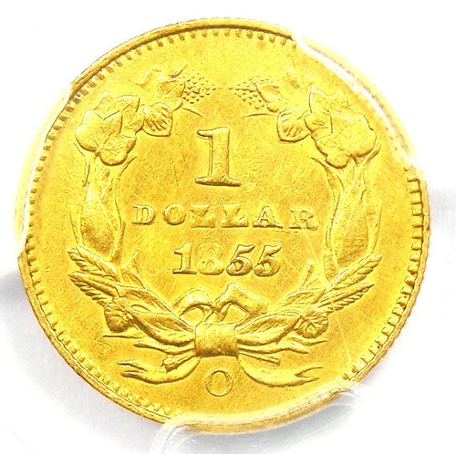 1855-O Type 2 Indian Gold Dollar (G$1 Coin) - PCGS AU Details - Near MS / UNC! - Picture 4 of 5