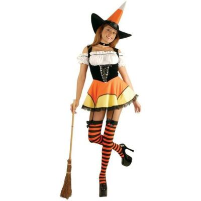 Candy Corn Witch - Women's Sexy 4 Piece Costume SUPER Comfy & Cute ! Size Small