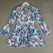 Free People Mini Dress Women's 2 Floral A-Line Boho Cottagecore Tea Party Blue