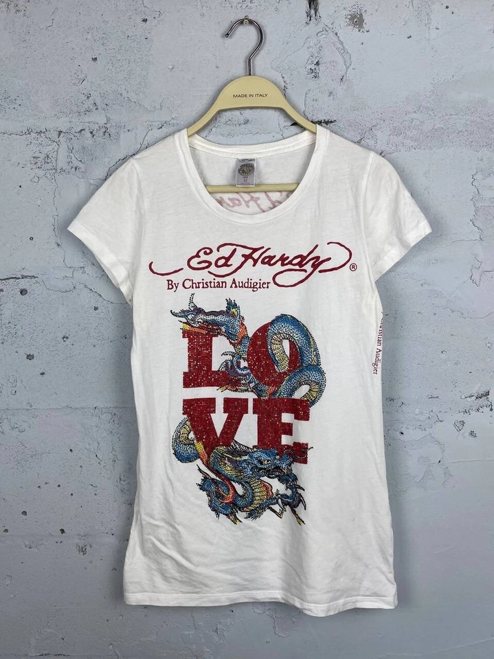 Camiseta Ed Hardy de Christian Audigier Y2K pedrería Foto 2 de 4