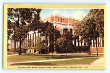 Harry Elkins Widener Memorial Library Harvard University Cambr Linen Postcard G4
