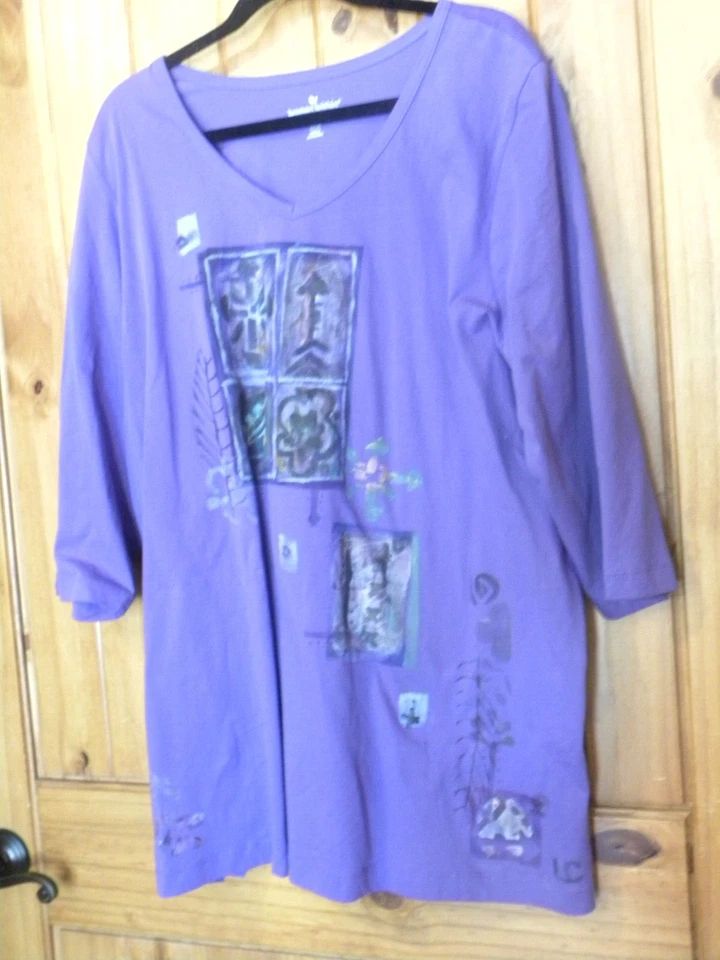 蓝色鱼风格手绘 100% 棉 T 恤 1/2 X LAURA Curran — 第 2/3 张图片