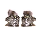 GIA certified 14k White gold pear 1.23ct diamond stud natural earrings SI1 H — photo 1