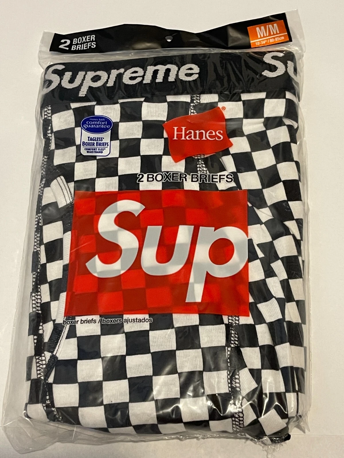 Lot de 2 boxers homme Supreme x Hanes à carreaux taille moyenne NEUF ! S/S 2018