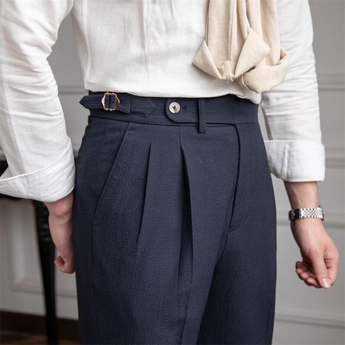 Summer Men's Naples Mid-high Waist Straight Casual Dress Pants British Trousers - Bild 21 von 21