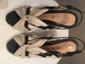 black and cream sandals