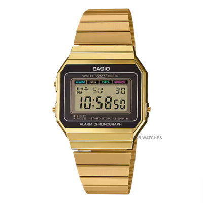Casio Vintage A700WG-9A  Super Slim Case Classic Digital Backlight Gold Watch 