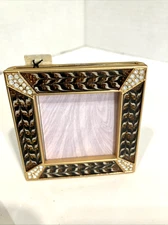 Jay Strongwater Brown Enamel Swarovski Crystal Mini Picture Photo Frame-READ