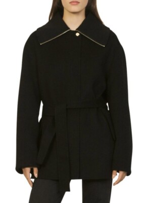 Sandro Black Lukas Belted Jacket