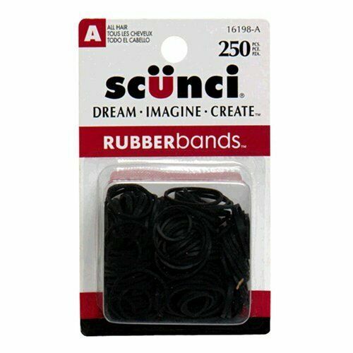 SCUNCI 1619803a048 Black Silicone Hair Rubber Bands 250 Count for sale
