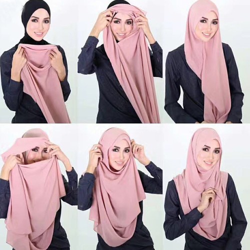 One Piece Hijab Slip On Hijabs Ready Jersey Muslim Women Head Scarf Shawl Amira - Picture 4 of 32