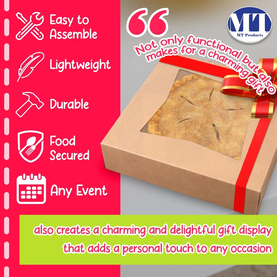 Cajas de galletas marrones MT Products - Cajas de panadería de 8" x 8" x 2,5" - Paquete de 200 Foto 3 de 4