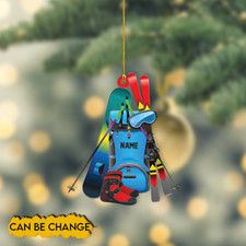 Personalized Skiing Christmas Ornament, Skiing Xmas Ornament, Skier Ornament