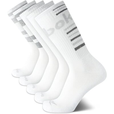 Reebok  Men's Performance Cushion Comfort Crew Socks, 5-Pack CR03002
