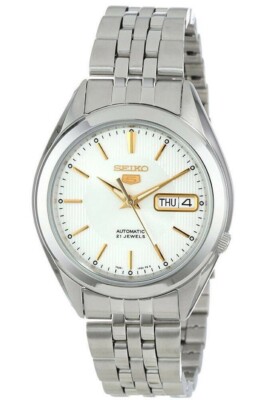 New Seiko 5 SNKL17K1 Automatic Day-Date White Dial Stainless Steel Mens Watch
