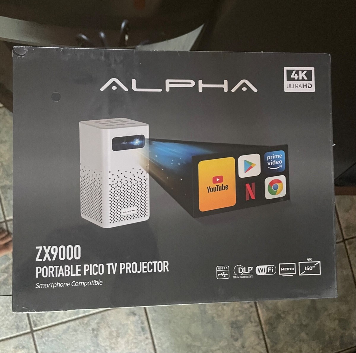 Alpha ZX9100 Portable PICO TV Projector Ultra 4k for sale online
