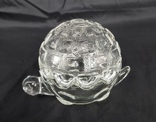 Vintage Glass Tortoise Turtle Trinket Jar Anchor Hocking Made in USA