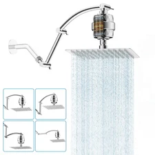 Hibbent Rainfall Filtered Shower Head High Pressure Showerhead Extension Arm US